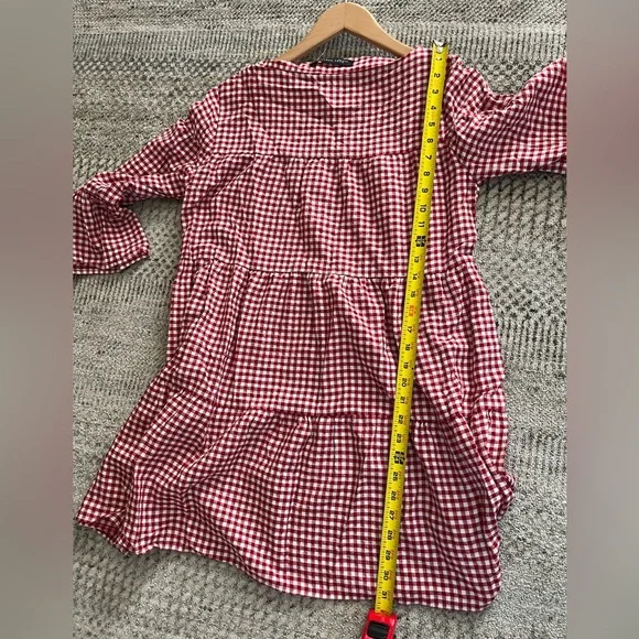 Zara red & white Gingham cottagecore Midi Dress - Picture 7 of 7